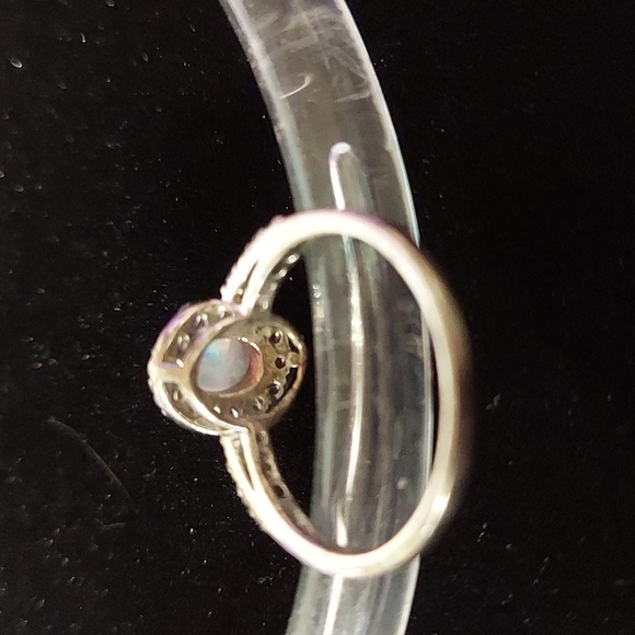 Sterling 925 opalescent and cubic zirconia ring Size 7 - Picture 3 of 4